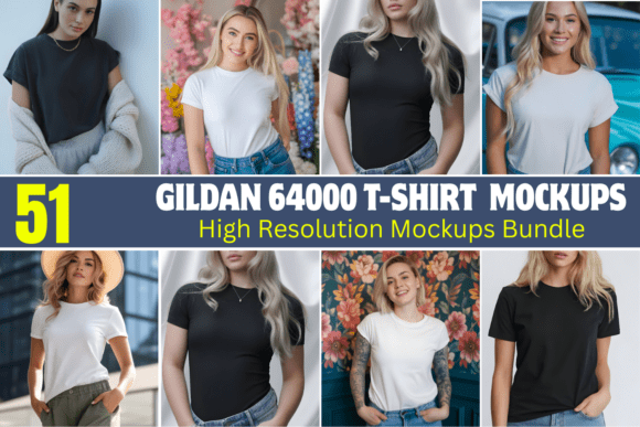 Download Gildan 64000 T-shirt Mockups Bundle - Mockup Collection